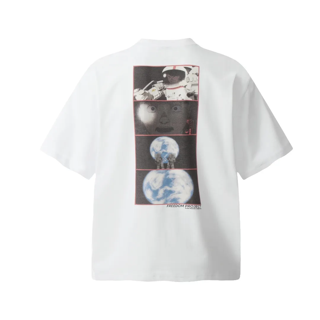 VT9236 P130💰 Saint Michael x FREEDOM comic vintage retro distressed short sleeves Small neckline design White ink digital direct printing High street retro heavy distressed washed Vintage short sleeves Size: S M L XL
